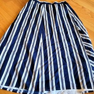 Navy blue and white striped skirt